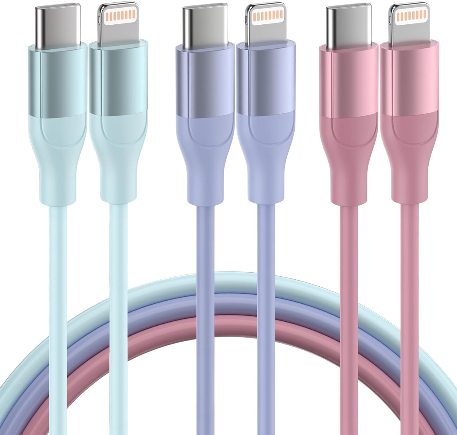 [Apple MFi Certified] USB C to Lightning Cable 6 FT, 3 Pack; Fast Free Shipping-image