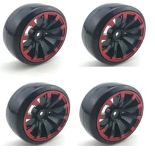 Powerhobby 1/10 Drift Car Mounted Tires / Wheels (4) Red PY038