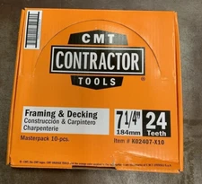 10 Pack - 7 1/4 Circular Saw Carbide Blades - 5/8" arbor, 24 tooth, CMT Tools