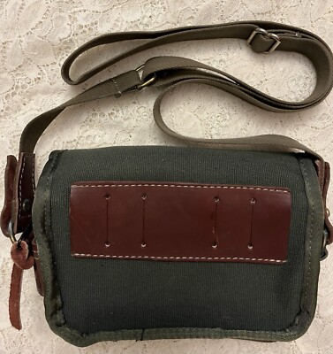 Vintage The Orvis Company Purse Green Canvas Leather wLeather Trim