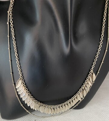 Accessorize silver toned leaf dangly chain necklace