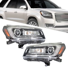 Headlights For GMC Acadia 2013-2016 Projector Headlamps Halogen w/LED Left+Right