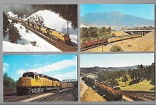 4 Union Pacific Railroad Domeliner Centennial Locomotive Train Postcards ~Unused