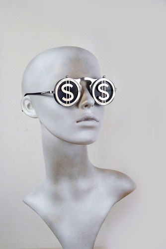 round silver flip up sunglasses vintage Cosplay Steampunk Dollar Halloween - Picture 2 of 2