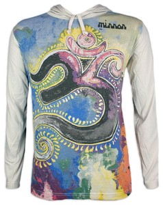 Mirror Mens Hooded Long Sleeve Shirt Hoodie Om Symbol Goa Yoga Batik sure M L XL