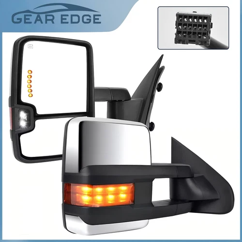 2x Heated Tow Mirrors for 14-18 Sierra Chevy Silverado 1500 15-18 2500HD 3500HD