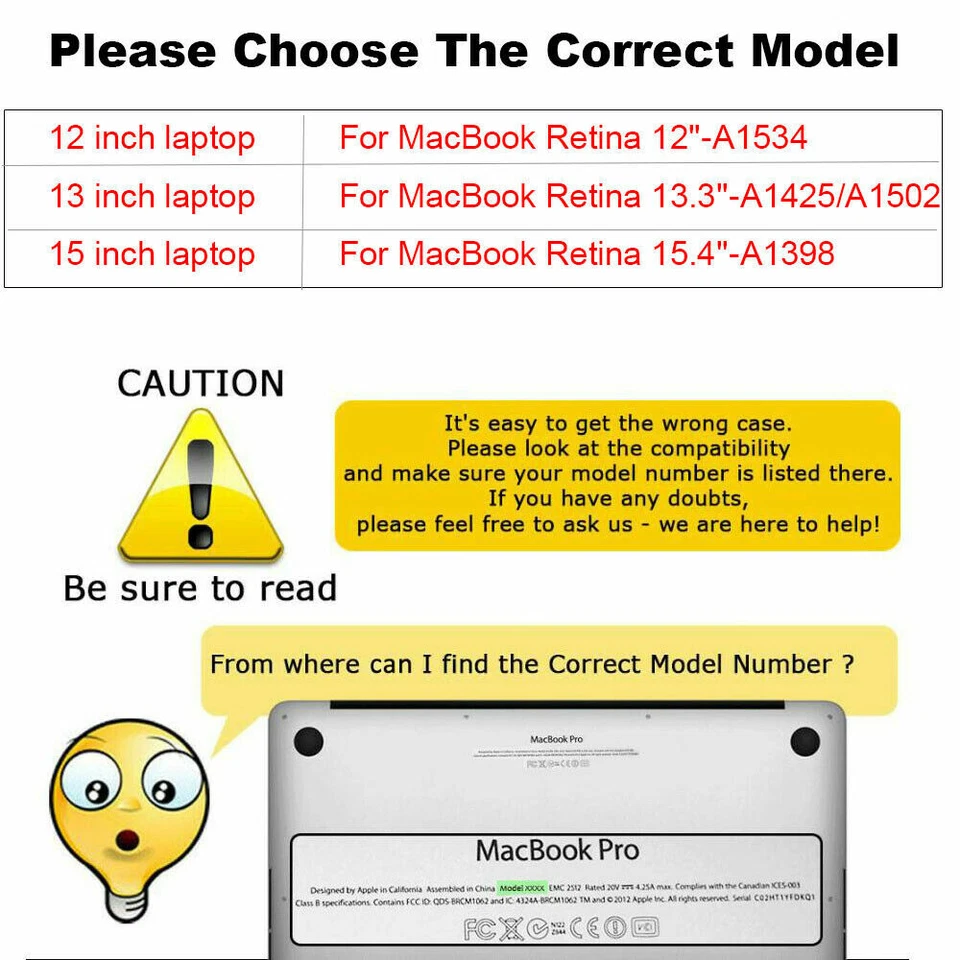 Laptop Hard Shell Case for Macbook Pro Retina 12 13 15 inch 2012 2013 2014 2015 - Image 2 of 3