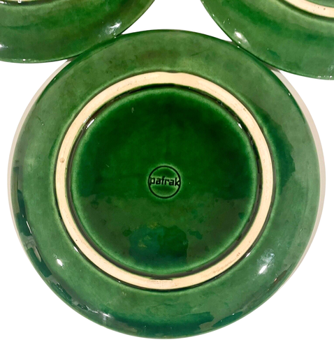 Set Of 3 Mid Century Swiss Pafrak Stoneware Divided Sushi Fondue Dishes Green 9” - Picture 6 of 10