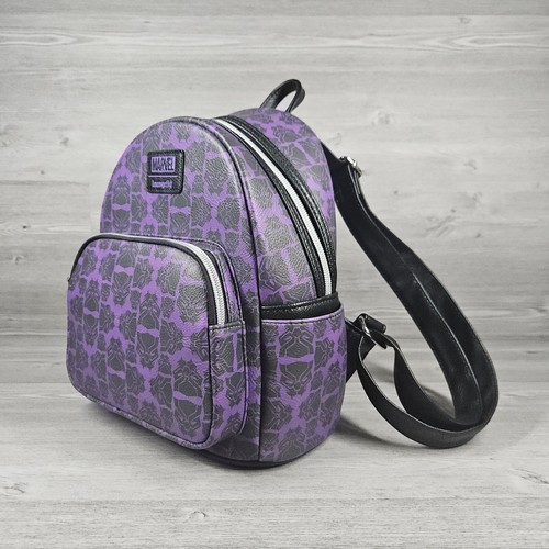 Mini Mochila Marvel Black Panther Negra Púrpura Bolso Loungefly Cartera Cuero Sintético - Imagen 3 de 14