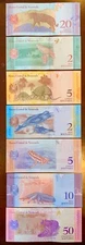 7 PCS Venezuelan Animal Banknotes Lot. Foreign Notes. Money Currency Bills Set 