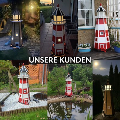 Deko-Shop-Hannusch XXL Leuchtturm – 1,40 M Hoch, Aus Holz, Mit LED-Beleuchtung, Wetterfest, Für Garten & Terrasse