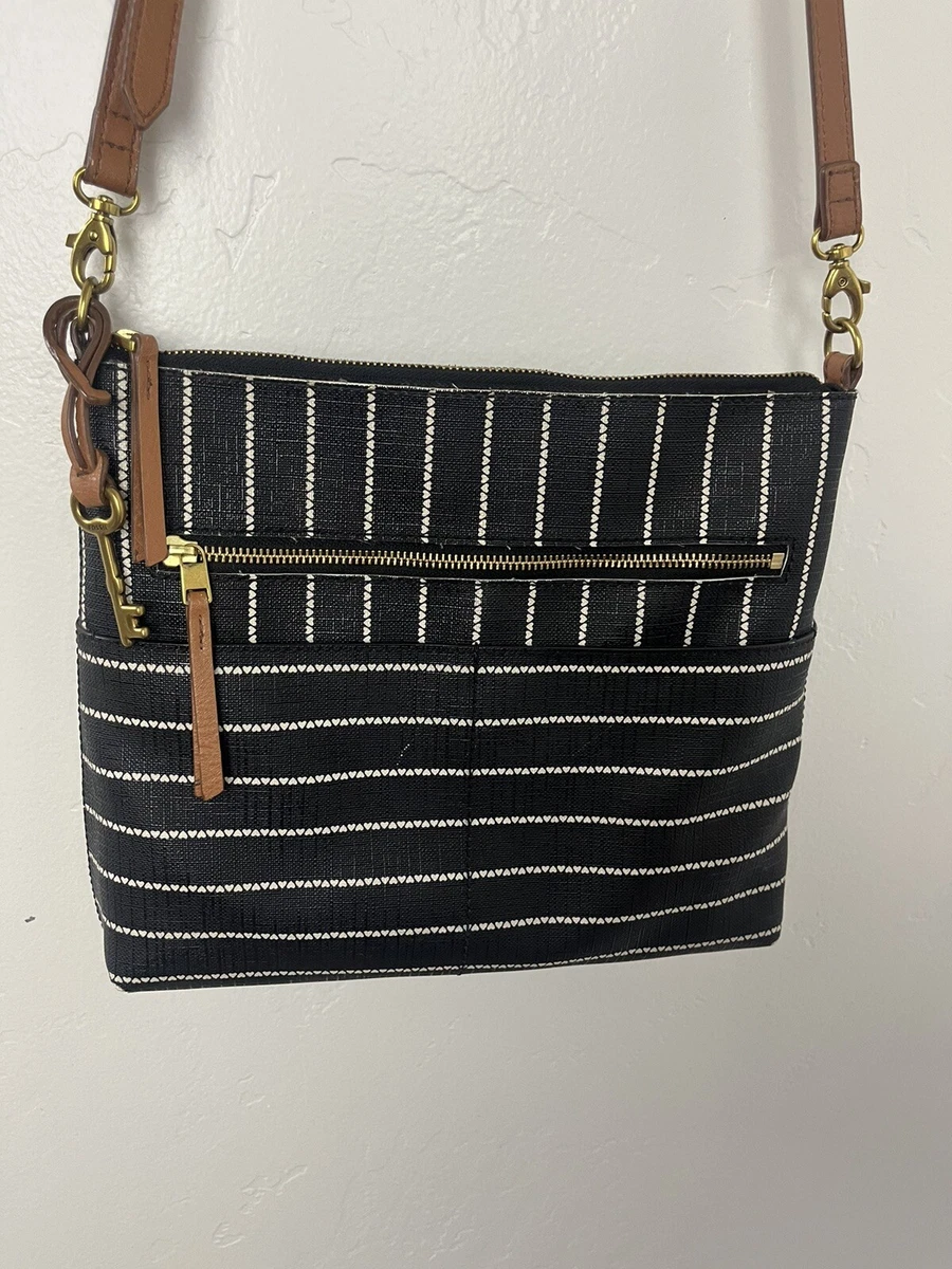Fossil black and white crossbody deals