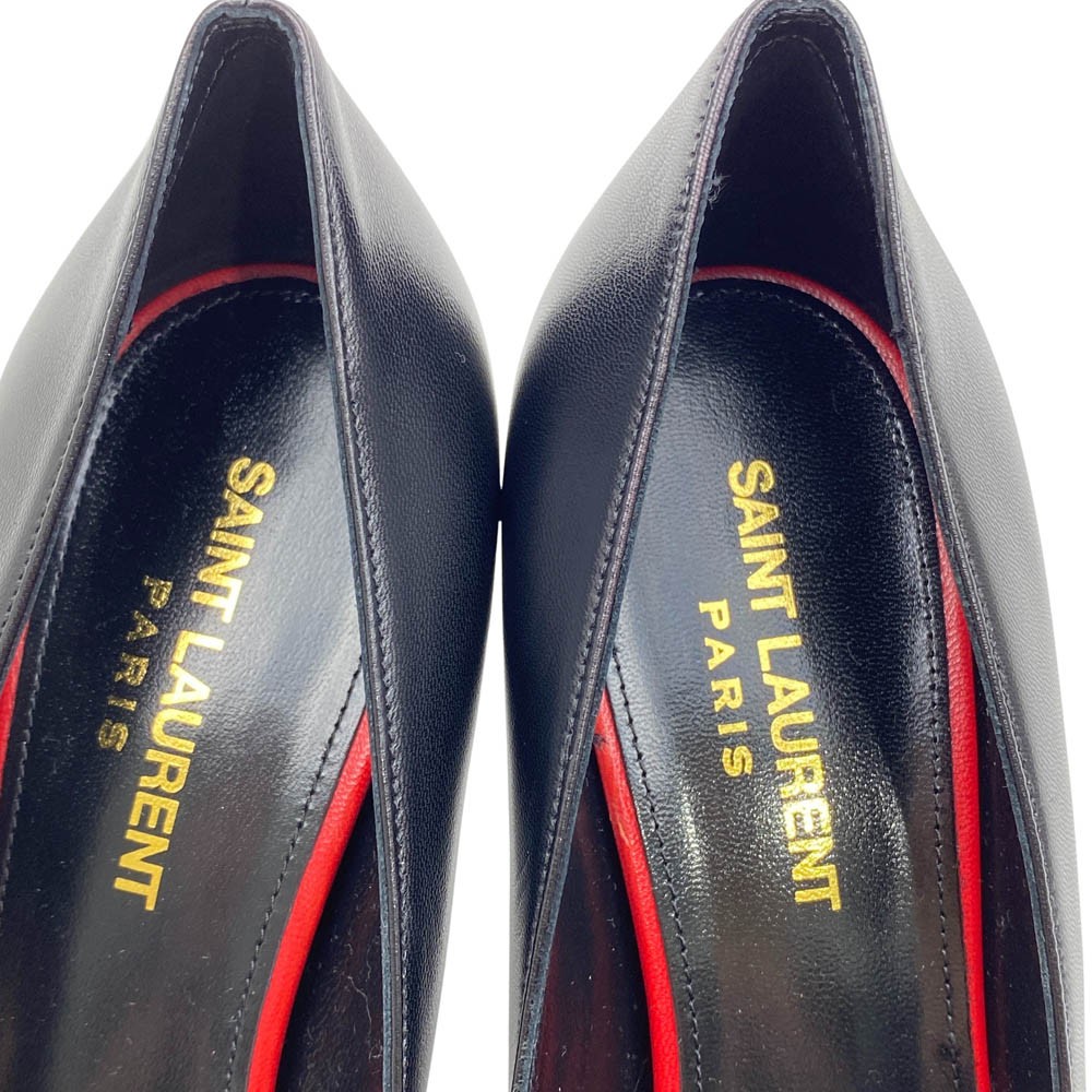 Saint Laurent Shoes Pumps Heel EU 37 US 7 Leather Black Authentic thumbnail 12