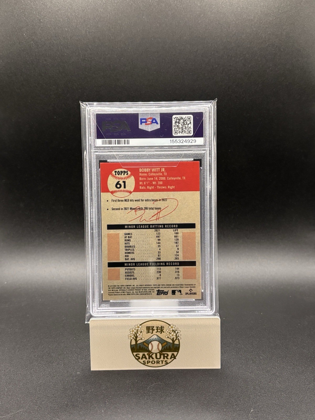 2022 Topps Chrome Platinum Anniversary Bobby Witt Jr #61 RC PSA 9 MINT Royals view 2