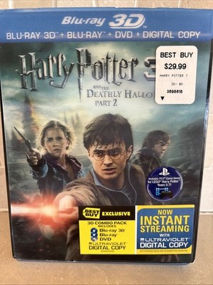 Harry Potter and the Deathly Hallows: Pt 2 (3D 2D Blu-ray DVD) w/ slipcover
