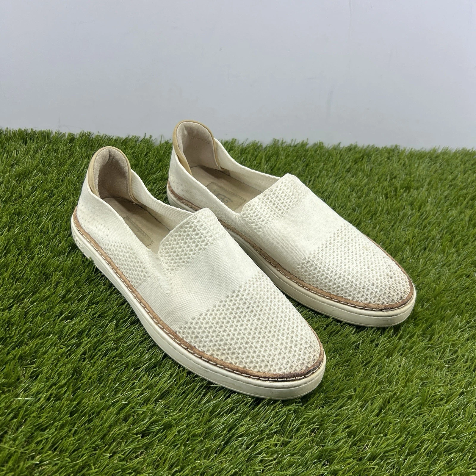 Scarpe UGG donna 8 Sammy mocassino chelsea casual comodo slip on tessuto bianco