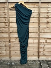 Gorgeous one shoulder deep green ruched dress Uk size 4 PLT 