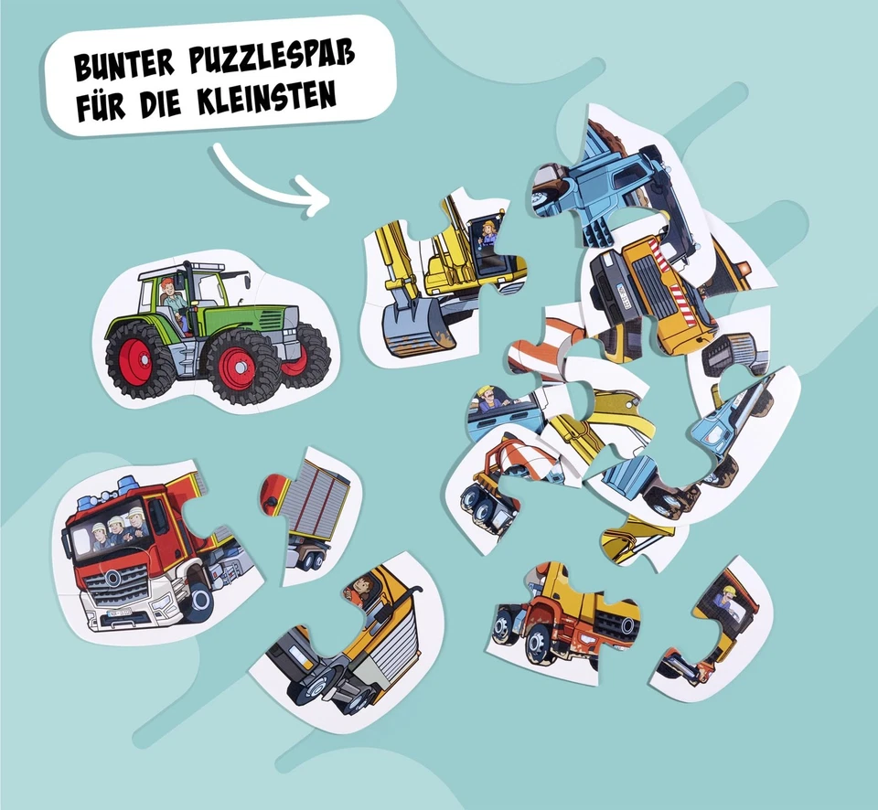 Noris - 6 Primi Puzzle: Veicoli per Bambini dai 3 Anni - Con Trattore e Co. a31h - Immagine 3 di 4