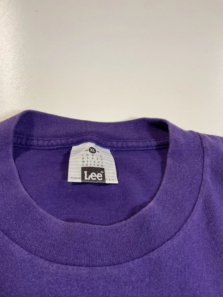 Винтажная футболка Lee Blank фиолетовая размер XL одинарный шов сделано в США 90-е - Изображение 3 из 4