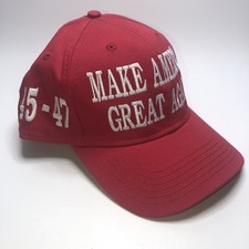 Official Make America Great Again Trump Cali Fame 45-47 Red Snapback Hat Cap