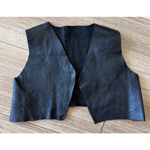 Black Genuine Leather Unlined Dog Vest Biker Open Front Pet XS Small