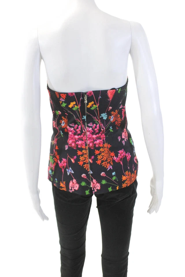 Blusa floral Prabal Gurung para mujer con cremallera trasera sin tirantes púrpura profundo talla múltiple 4 Foto 3 de 4