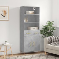 Highboard Betongrau 69,5X34X180 Cm Holzwerkstoff