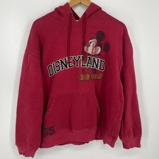 Disneyland Resort Mickey Mouse Red Graphic Hoodie Sweatshirt Mens Large 55 Vtg