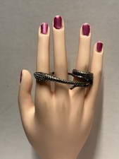 Wrap Snake Ring Adjustable Coil Serpent Design Silver Tone Gothi vintage size 8