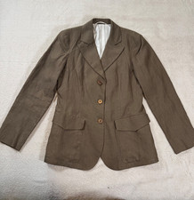 Giorgio Armani Women's Linen Blazer Black Label Size 44 36" Chest Single Breast