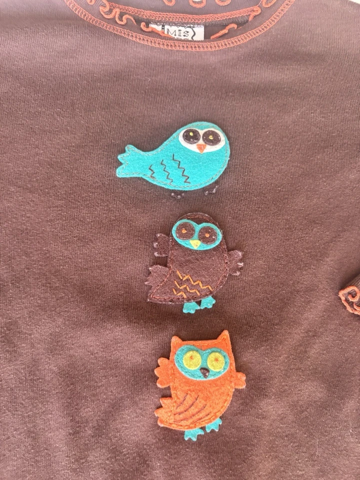 Miss Tee V-Us Girls 3-piece Fall Thanksgiving OWL Shirt Pants 5-6-7 Outfit CUTE! - Image 3 of 4