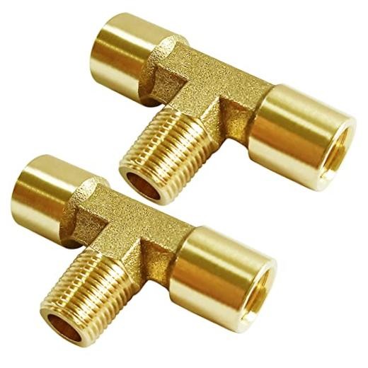 Brass Pipe Fitting Tee T 3 Way Adapter (1/8 NPT Female Male Female, 1/8"-F*M*F