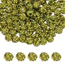 100 Pcs 4mm Olive Green Rhinestone Polymer Fancy Beads for DIY Jewelry Making