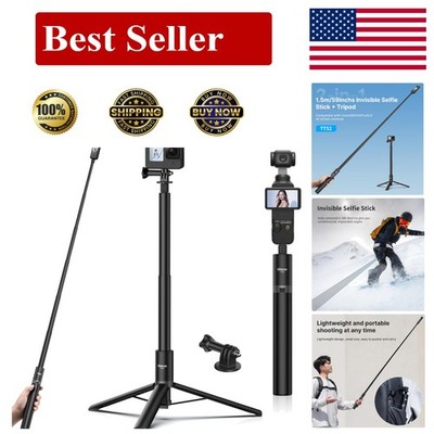 2 in 1 Action Camera Invisible Selfie Stick Tripod for Insta360 X5/X4/X3-48'' Ext