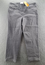 Ruby Rd. Pants Womens 16 Petite Gray Slimming Contour Waistband Ankle Studs NWT