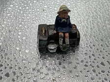 VTG JoHillCo England Train Station School Girl w Suitcases Lead Toy Figurine