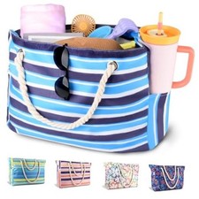 Large Beach Bag Women,Beach Bags Waterproof Sandproof with Zipper Wet Blue