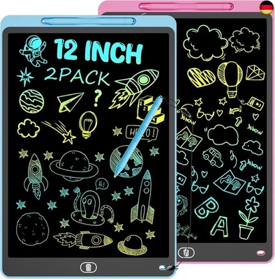 ELECTIGHT 2 Pack LCD Schreibtafel Bunte, 12 Zoll Maltafel für Kinder & Erwachsene,