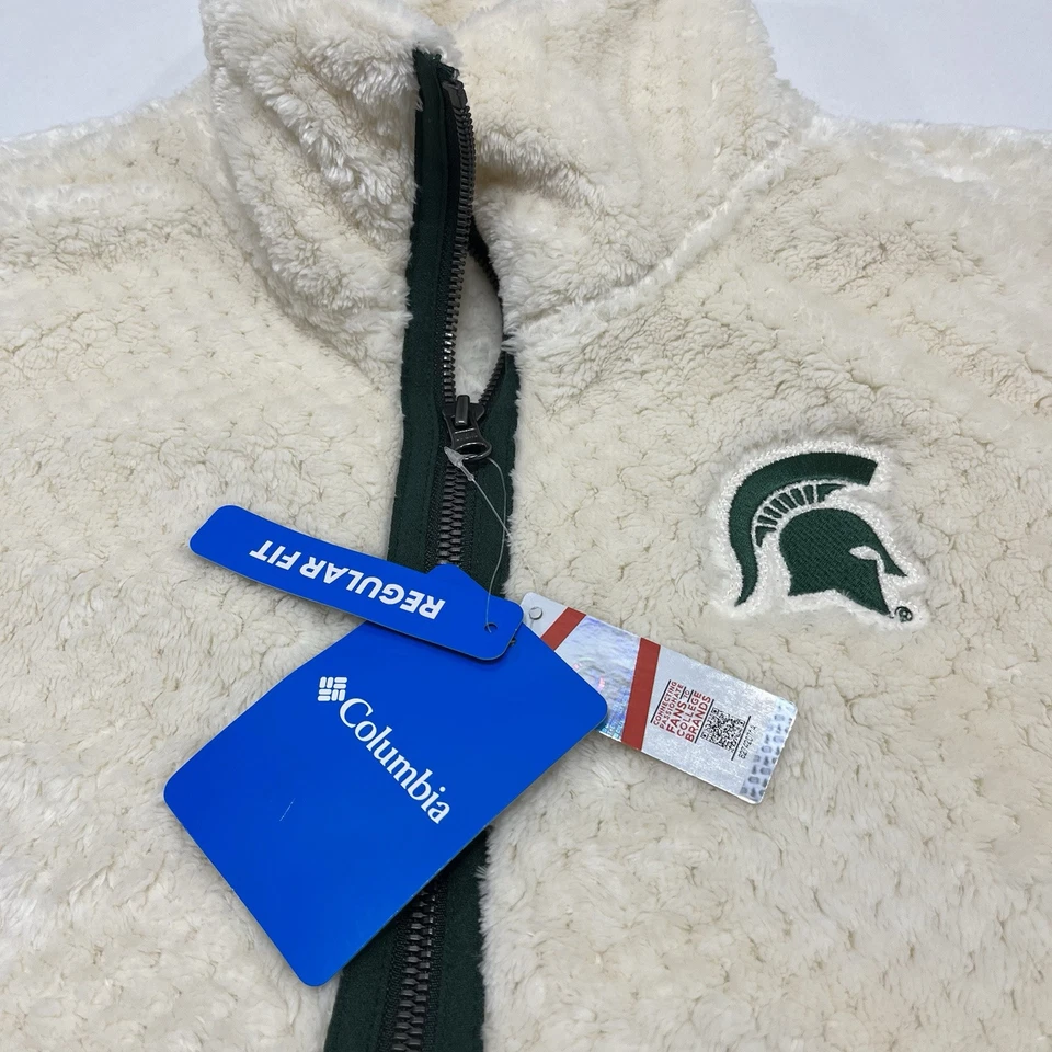 Chaqueta Columbia Fire Side II Sherpa Cremallera Completa Marfil Mujer’s Grande Michigan State Foto 2 de 4