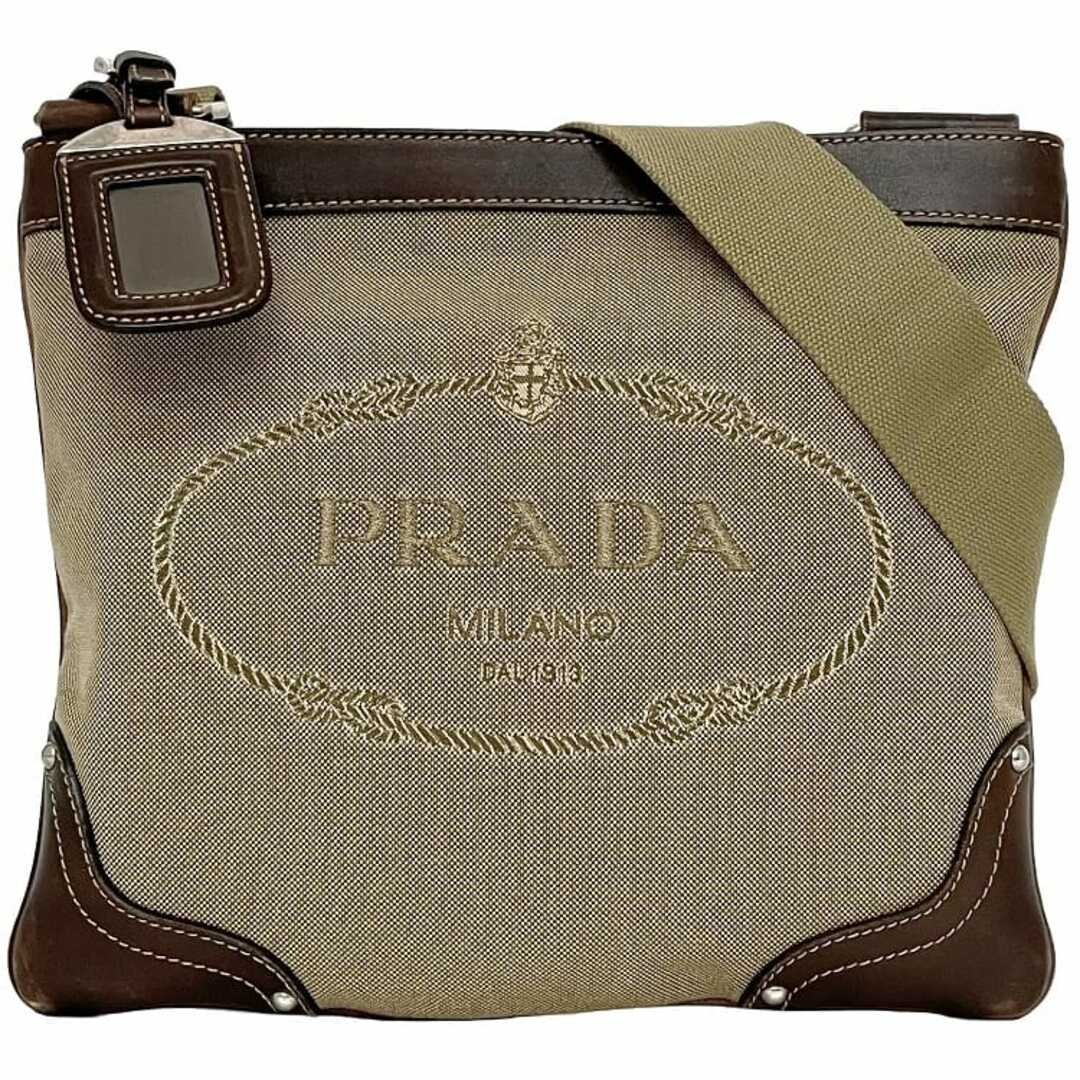 RARE Prada beige brown jacquard canvas shoulder bag BT0536 excellent condition