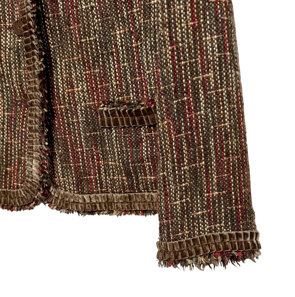 Blazer vintage Whimsigoth Fairy Grunge tweed para mujer talla XL terciopelo ribete casa de campo Foto 2 de 4