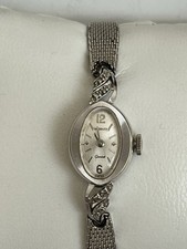 Longines Wittnauer 9ct 9k Diamonds 10ct 10k White Gold Cocktail Watch Vintage