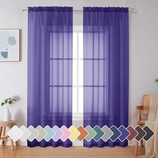 Sheer Curtains 84 Inches Long, Light Filtering 42"W x 84"L Pack of 2 Purple