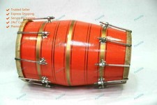 Indian Wood Dholak Musical Instrument Drum Nuts N Screws With Cover
