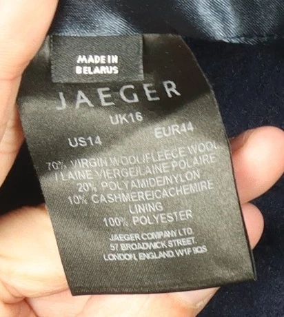 Jaeger Men's Black Wool Overcoat Size 16 - Image 3 of 4