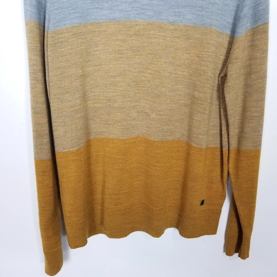 Smartwool 灰色橙色色块美利奴羊毛毛衣男式 L 码户外滑雪 — 第 3/4 张图片