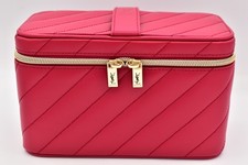 YSL Beauty Gift Red Quilted Makeup Vanity Case Bag Mirror Yves Saint Laurent New