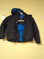 Calvin Klein Jeans Boys Hooded Insulated Puffer Jacket Full Zip Black/Blue 5/6
