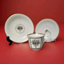 VTG Bing&Grondahl Golden Christmas Holiday Collection Cup, Saucer &Plate TOPIARY