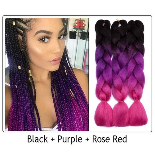 24" Christmas Jumbo Braiding Hair Extensions Ombre Rainbow Twist Braids as Human - Picture 54 of 66